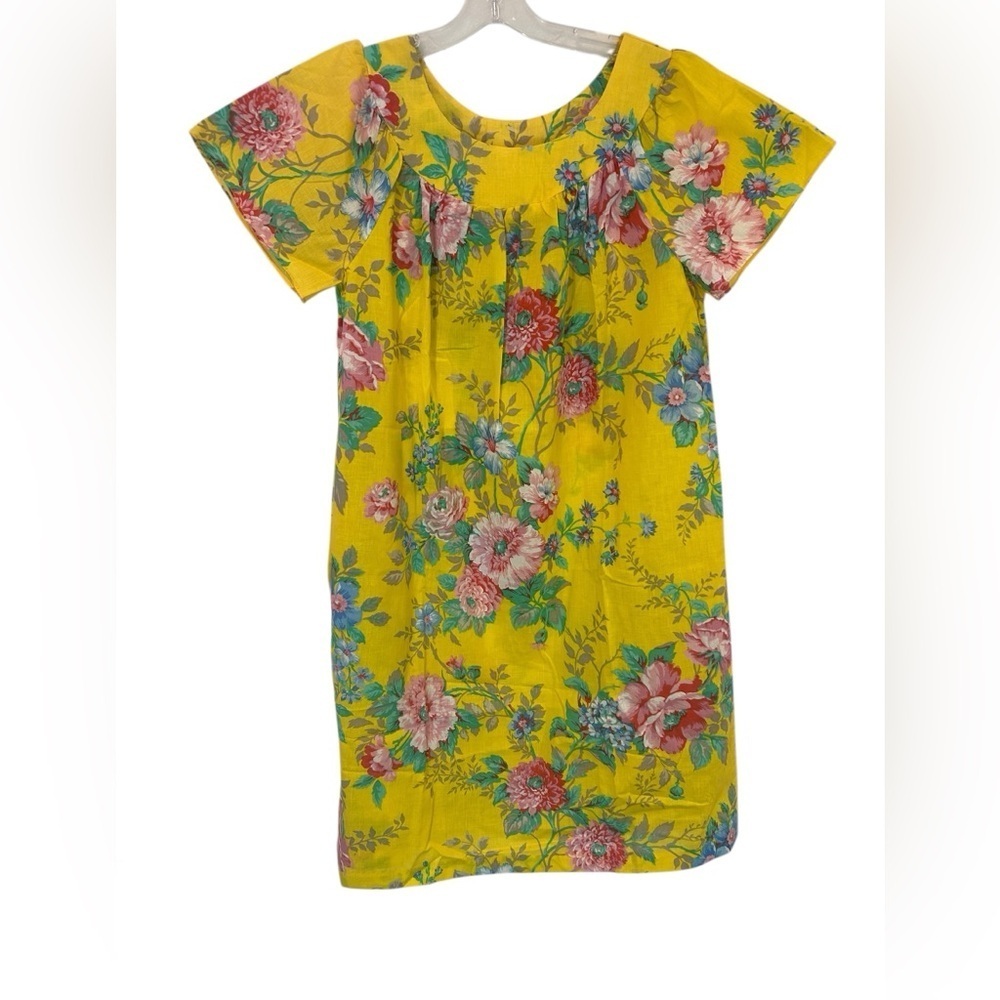 Vintage House dress size medium yellow florals made by At HomeWear
